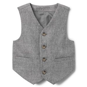 Janie and Jack Gray Herringbone Suit Vest 18m